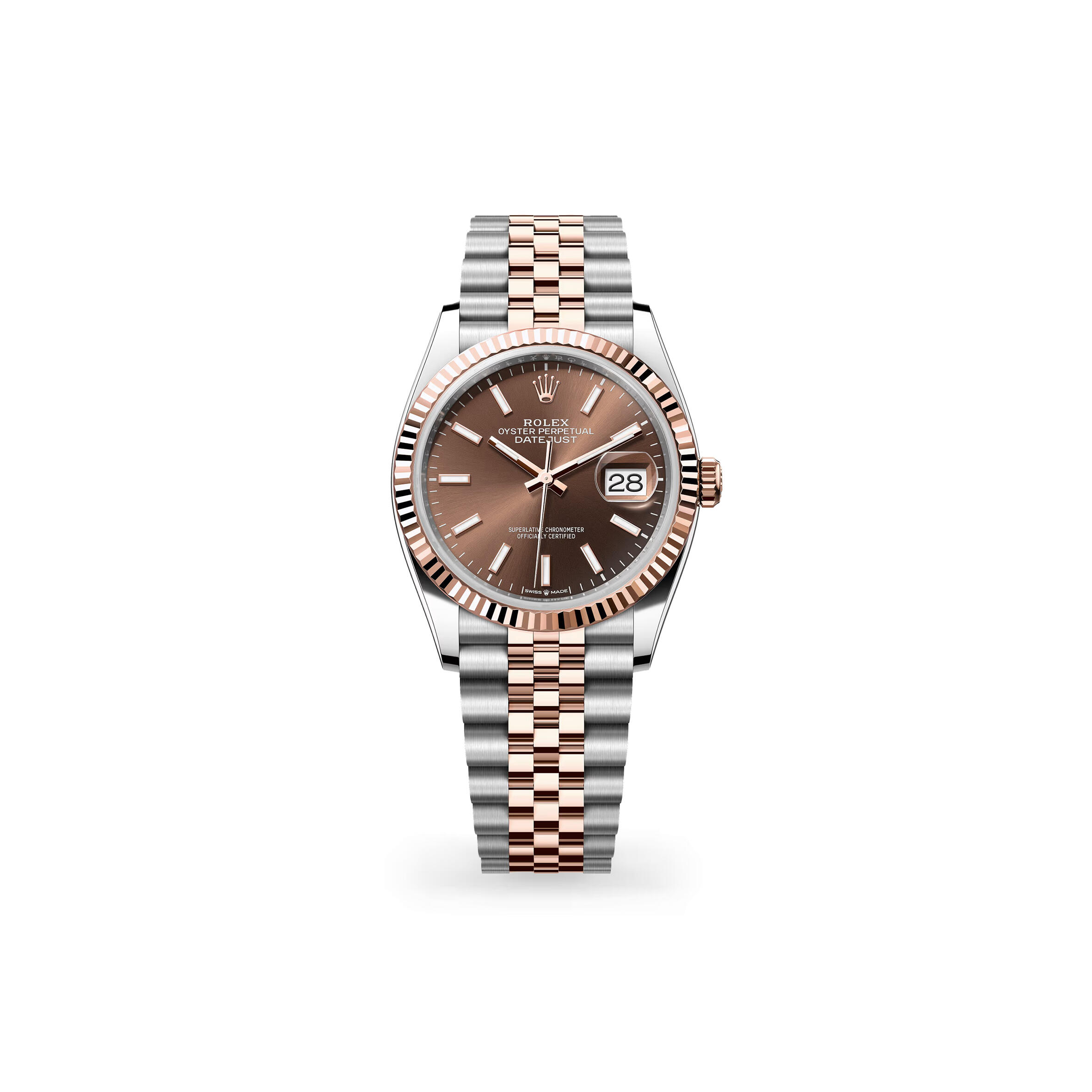 R01ex datejust 36 oyster, 36 mm, oystersteel and everose gold 126231
